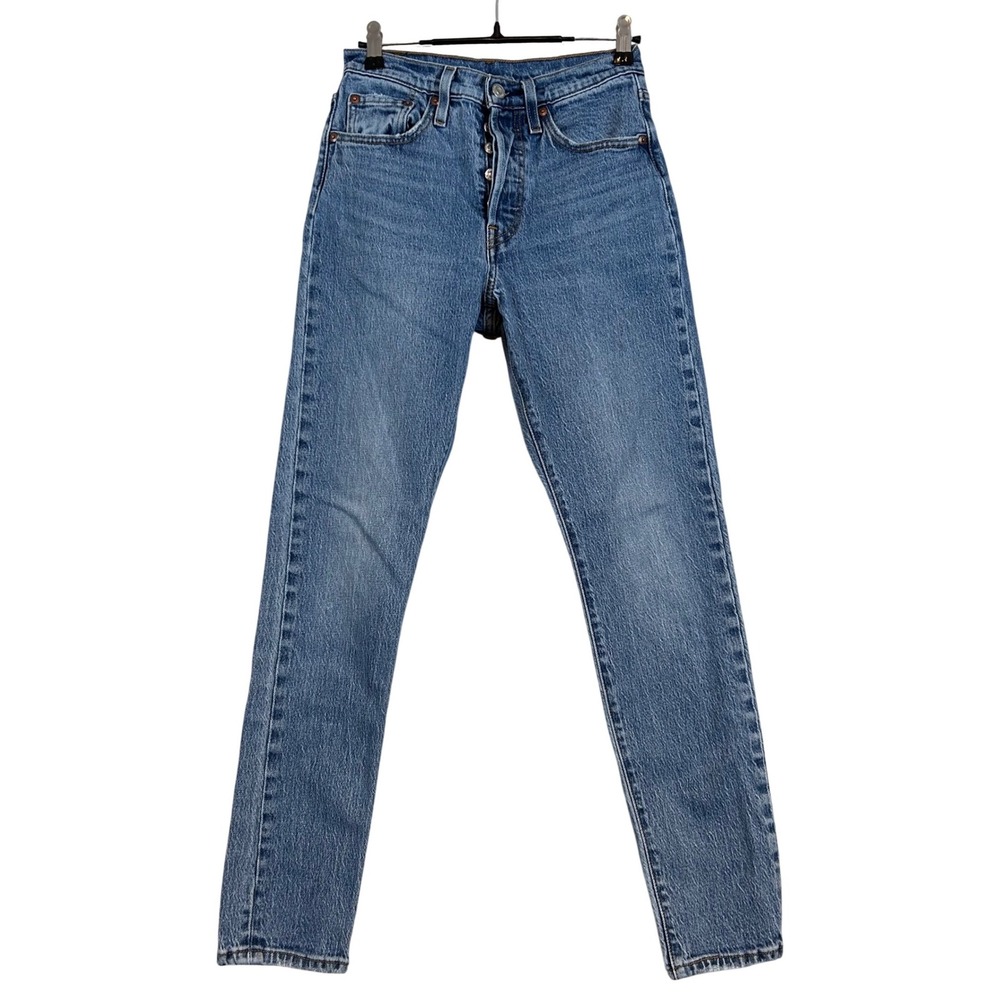 Levis 501 Skinny Medium Wash High Rise Button Fly Denim Jean Women See Pics Size